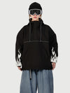 Women's Furious Flame Embroidery Reflective Line Freestyle Pullover Snow Hoodie