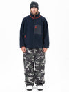 Men's Faux Sherpa Full-Zip Fleece & Double Knee Freestyle Baggy Snow Pants