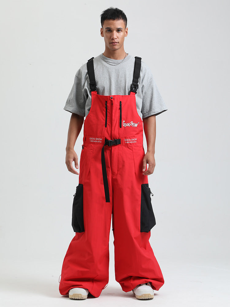 Men's Gsou Snow Alpine Freestyle ExtraBaggy Snow Bibs Pants Snowverb