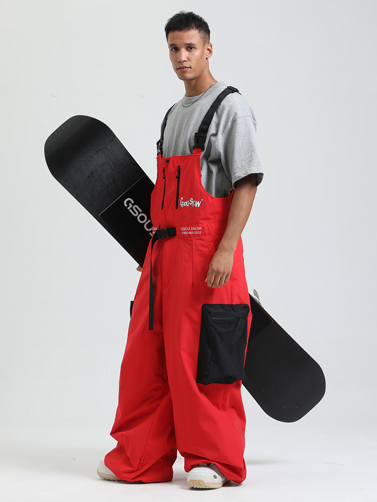 Men's Gsou Snow Alpine Freestyle ExtraBaggy Snow Bibs Pants Snowverb