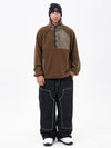 Men's Faux Sherpa Fleece Pullover & Urban Street Style Freerider Baggy Snow Pants Set