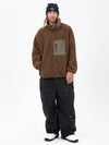 Men's Faux Sherpa Full-Zip Fleece & Double Knee Freestyle Baggy Snow Pants