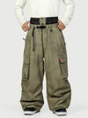 Men's Functional Street Utility Belt Cargo Multi Pocket Baggy Snow Pants