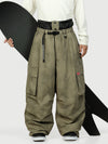 Men's Functional Street Utility Belt Cargo Multi Pocket Baggy Snow Pants