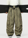 Men's Functional Street Utility Belt Cargo Multi Pocket Baggy Snow Pants