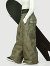 Women's Urban Vibe Workwear-Inspired Rivet-Trim Wide Fit OG Baggy Snow Pants