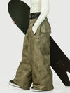 Women's Urban Vibe Workwear-Inspired Rivet-Trim Wide Fit OG Baggy Snow Pants