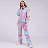 Women's Colorful Fancy Print One Piece Ski Jumpsuit Winter Snowsuits