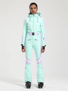 Women's Gsou Snow Retro Belted Stripe Flare One Piece Ski Suit