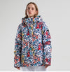Women's SMN Mountain Aventure Fashion Print Waterproof Snowboard Jacket