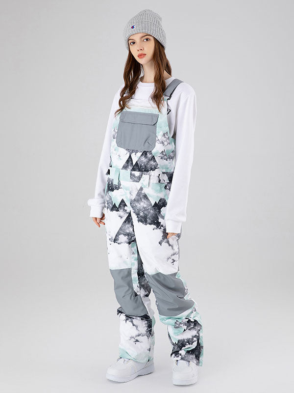 Womens Searipe Mountain Discover Winter Fashion Snowboard Pants Colorful Ski Bibs Green