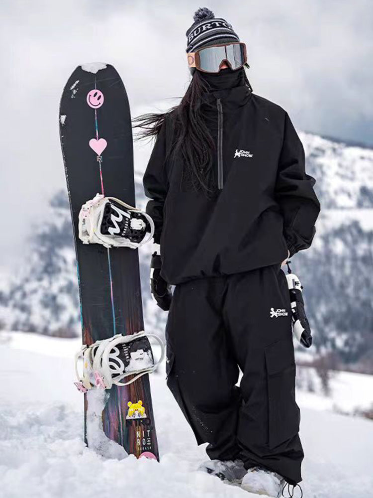 jon snow snowboard Women's John Mountain Addiction Jacket & Pants Sets, Black/Purple M, Mountain Adventure Snowsuit adjustable snow guard John Snow Snowboard Jacket Pants