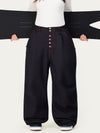 Women's Raw Utility Rivet Workwear Denim Snow Pants – Double Back Pocket Oversized Fit