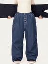 Women's Raw Utility Rivet Workwear Denim Snow Pants – Double Back Pocket Oversized Fit