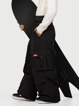 Men's Baggy Snow Pants Functional Utility Cargo Ski & Snowboard Pants with Belt and Multiple Pockets