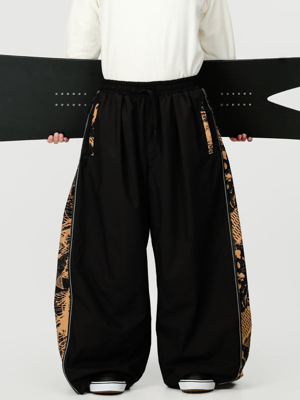 Men's Hyper Flux Side Zip Graffiti Panel Extra Baggy Freestyle Snow Pants