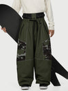 Men's Wild Motion Multi Pocket Reflective Colorblock Super Baggy Snow Pants