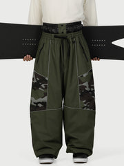 Men's Wild Motion Multi Pocket Reflective Colorblock Super Baggy Snow Pants