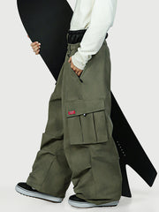 Men's Functional Street Utility Belt Cargo Multi Pocket Baggy Snow Pants