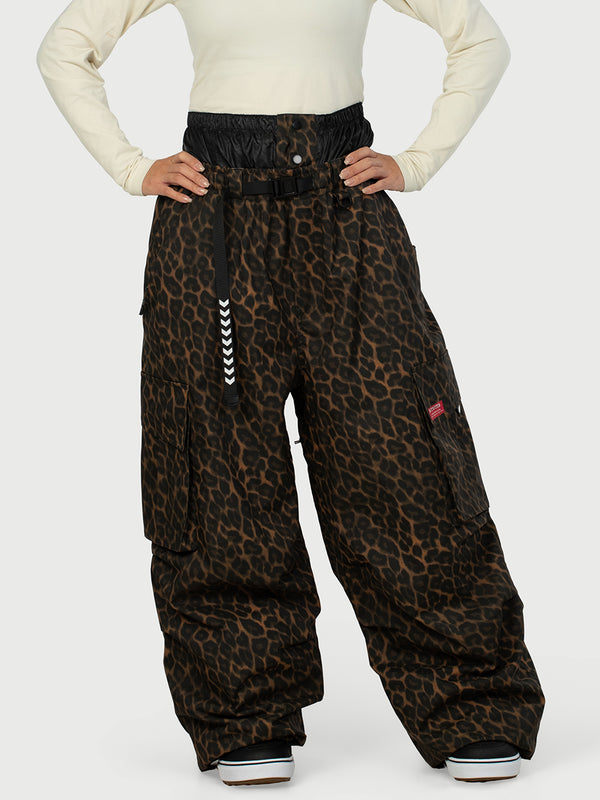 Women's Functional Utility Snow Pants Baggy Cargo Fit with Adjustable Belt and Multiple Pockets