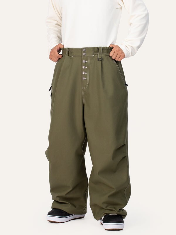 Men's Raw Utility Rivet Workwear Denim Snow Pants – Double Back Pocket Oversized Fit