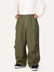 Men's Raw Utility Rivet Workwear Denim Snow Pants – Double Back Pocket Oversized Fit