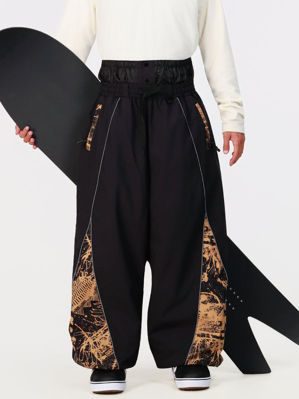 Men's Hyper Flux Color Graffiti Panel Reflective Line Jogger Baggy Snow Pants