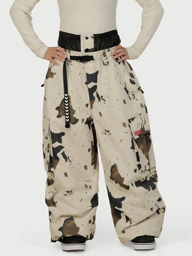 Women's Baggy Snow Pants Functional Utility Cargo Ski & Snowboard Pants with Belt and Multiple Pockets