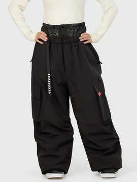 Women's Streetwear Baggy Snow Pants Utility Cargo Style with Belt and Multi Pocket Design