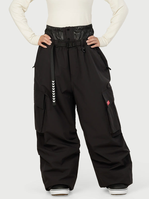Women's Streetwear Baggy Snow Pants Utility Cargo Style with Belt and Multi Pocket Design