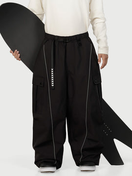 Men's Wild Motion Reflective Cargo Pockets Extra Baggy Snow Pants