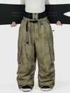 Women's Functional Street Utility Belt Cargo Multi Pocket Baggy Snow Pants