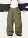 Women's Raw Utility Rivet Workwear Denim Snow Pants – Double Back Pocket Oversized Fit
