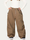 Women's Raw Utility Rivet Workwear Denim Snow Pants – Double Back Pocket Oversized Fit
