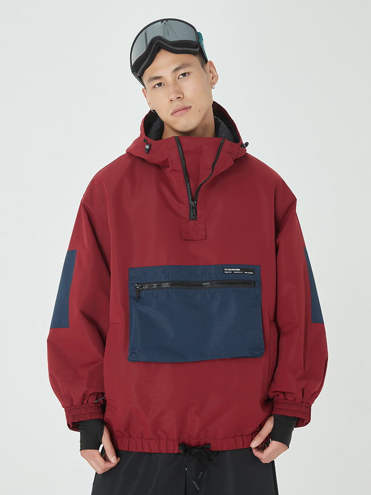 Men's Winter Bomber Baggy Snowboard Jacket Big Cargo Pocket Snow