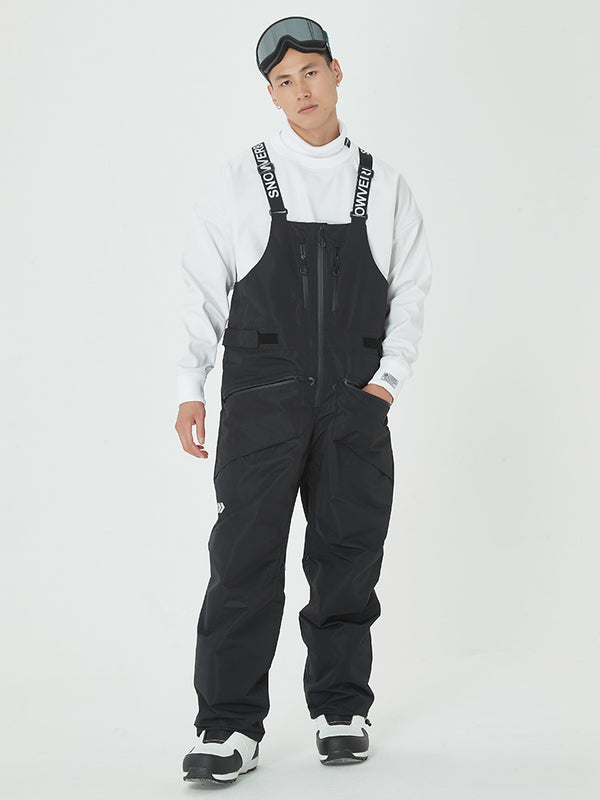 Men's Mountain Freerider Swag Cargo Snowboard Bib Overalls Baggy