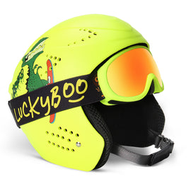 Luckyboo Kids Unisex Funny Winter Mountain Ski Helmet & Goggle