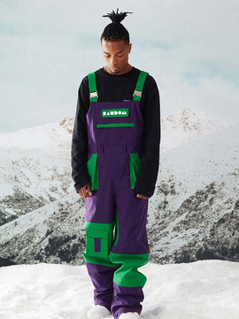 Men's RandomPow Unisex Mountain Discover Colorblock Snow Pants Bibs