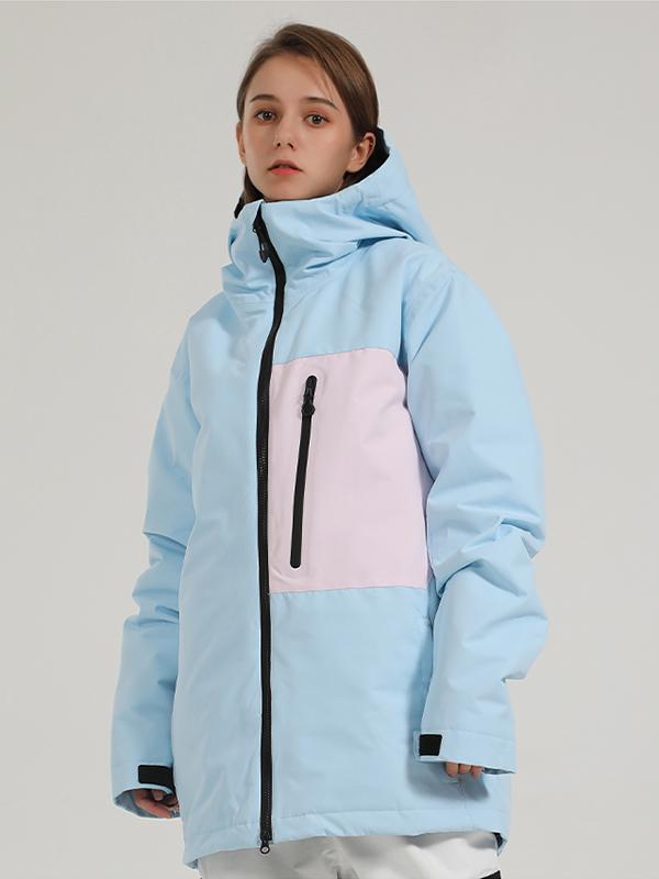 Women's Gsou Snow Powder Search Colorblock 2 Way Zipper Snow Jacket