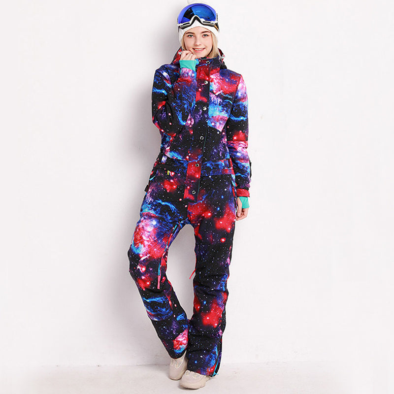 Bluemagic Womens Snow Onepiece Snowsuits Jumpsuits Galaxy / XL(height 175cm 70kg)