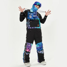 Men's Vector Glittery Star Insulated Overalls Bib Snow Pants