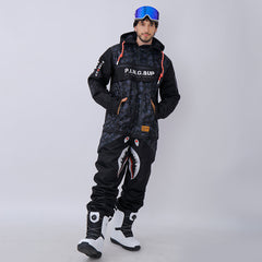 Men's P-40 Fighter & Shark Conjoined One Piece Snowboard Suits