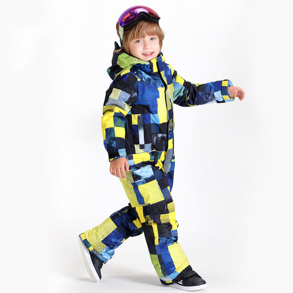 Kids Unisex SMN Waterproof Colorful Winter Ski Suit One Piece Snowsuit
