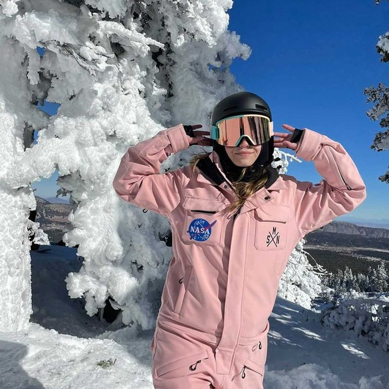 Winter Pink Ski Suit Womens Women's SMN Nasa Ski Jumpsuit Slope
