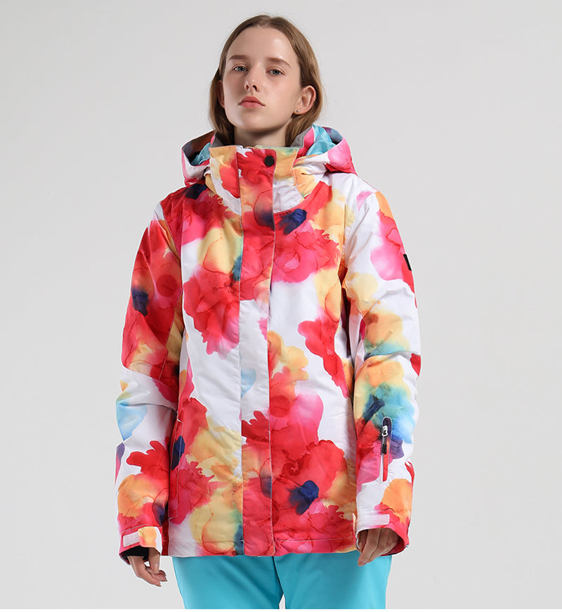 Women's SMN Mountain Freeze Colorful Print Winter Snowboard Jacket