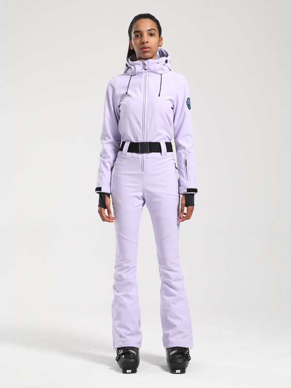 Women's Gsou Snow Classic Belted Slim Fit Flare Ski Suit One