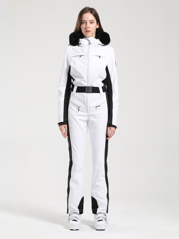 Women's Gsou Snow Classic FauxFur Trim Flare Dawn Ski Suit One Piece
