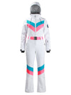 Women's Gsou Snow Retro Belted V Striped Flare Ski Suit